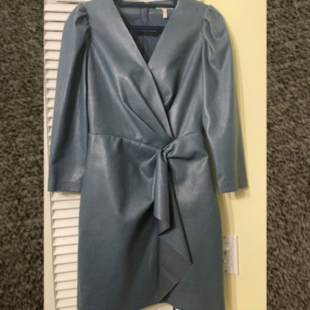 Rebecca Taylor Vegan Leather Green Dress Size 2